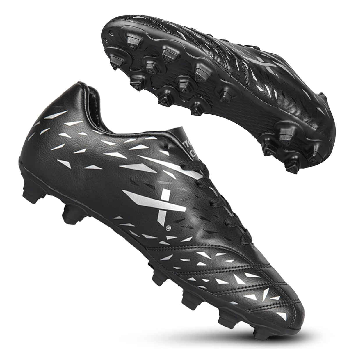 Vector X Kick-X Football Studs For Men Sports And Athletic Soccer Shoes | Black-Silver & Size-7