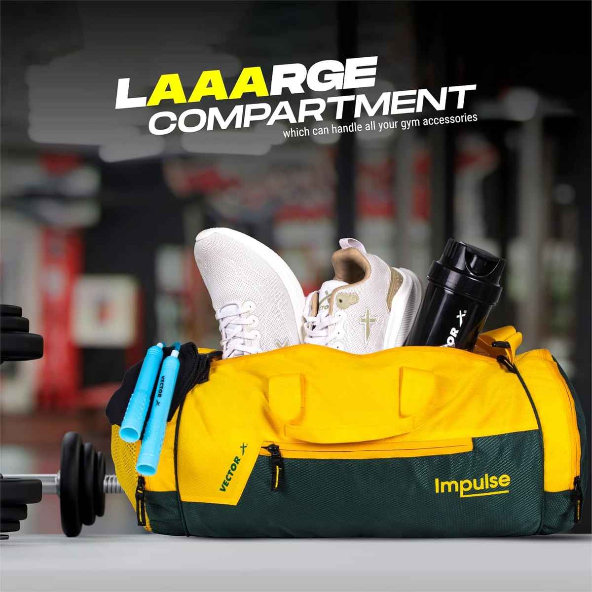 Vector X Unisex Polyester 26 L Gym Bag | Yellow