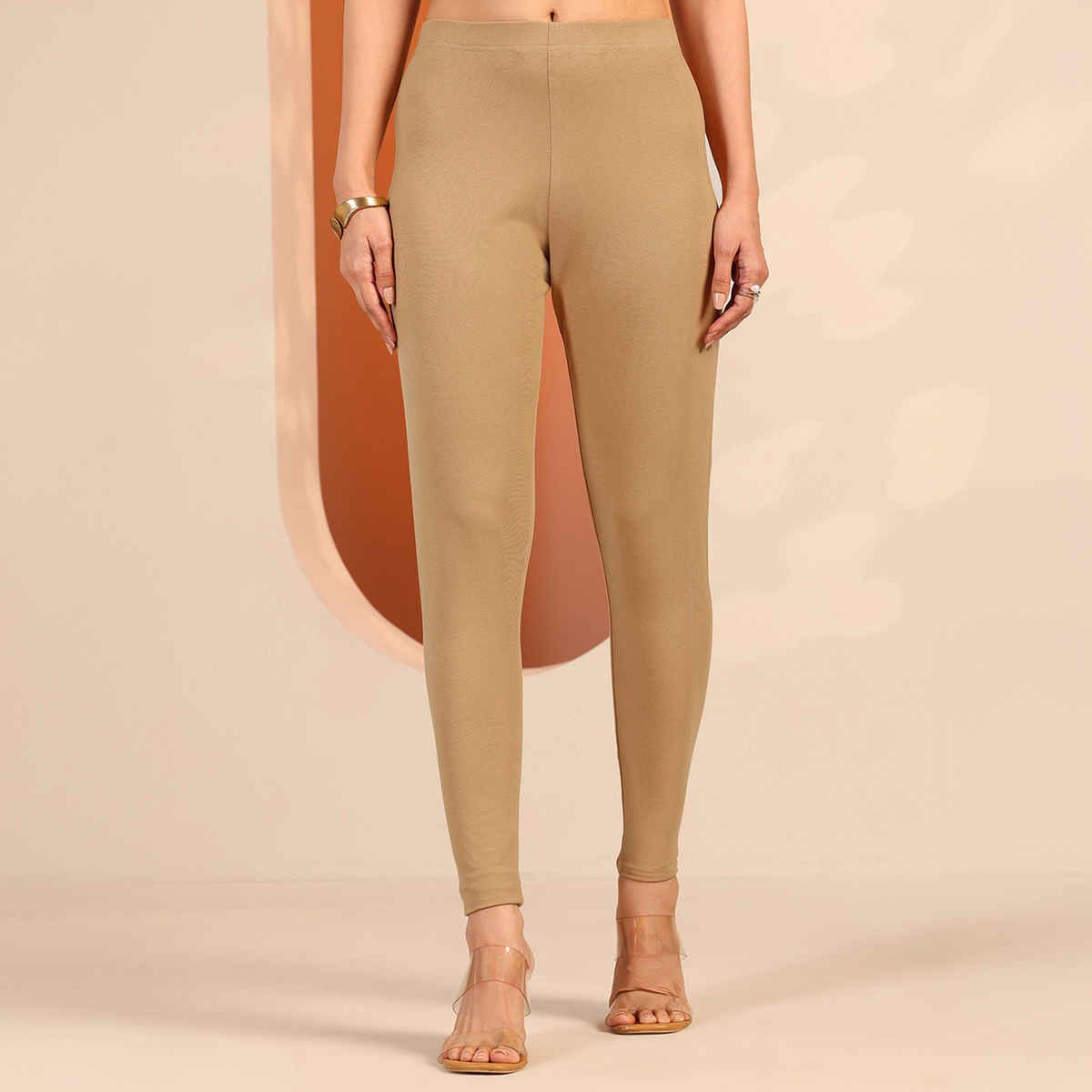 Libas Women's Solid Cotton Blend Legging | Beige - L