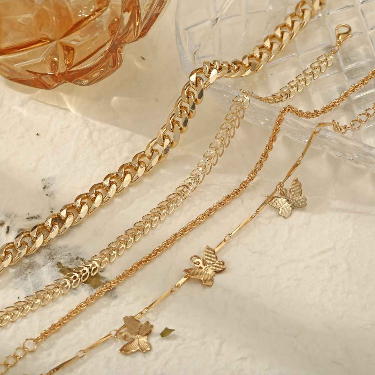 Shining Diva Fashion Set of 4 Multilayer Gold Plated Bangle Bracelet for Women and Girls | Rr14664b