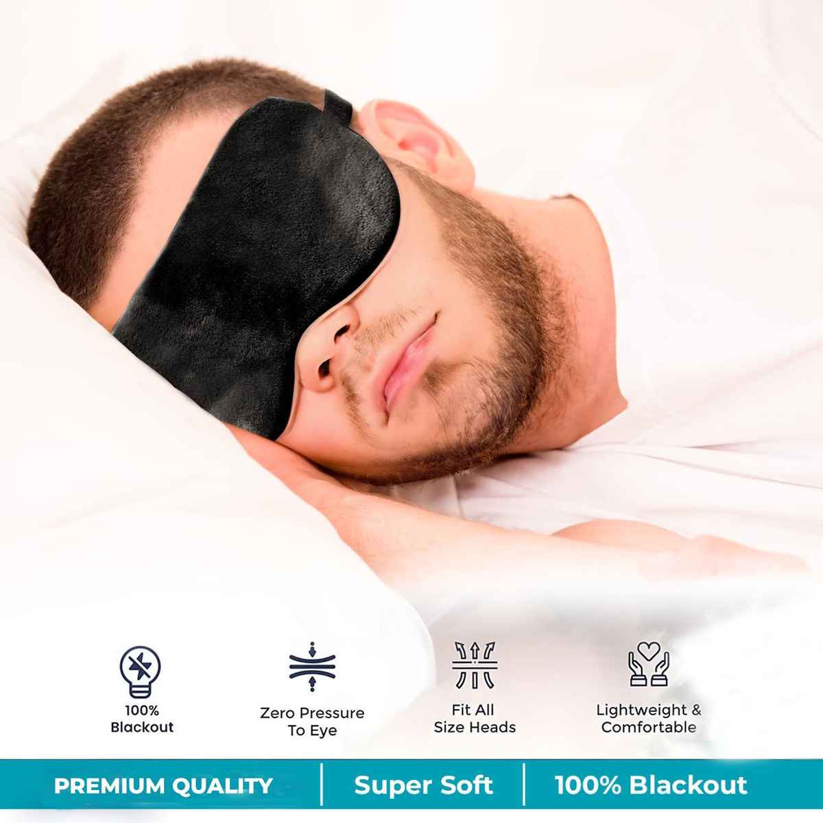 Trajectory Unisex Solid Microfiber Eye Mask | Black - Free Size