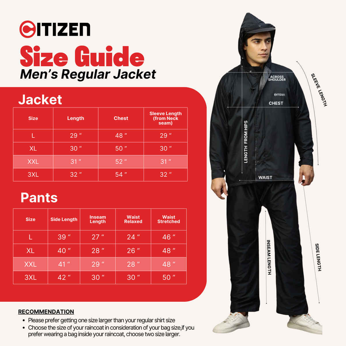Citizen Men Raincoat Reversible Series | CRRE01 | Black | XXL