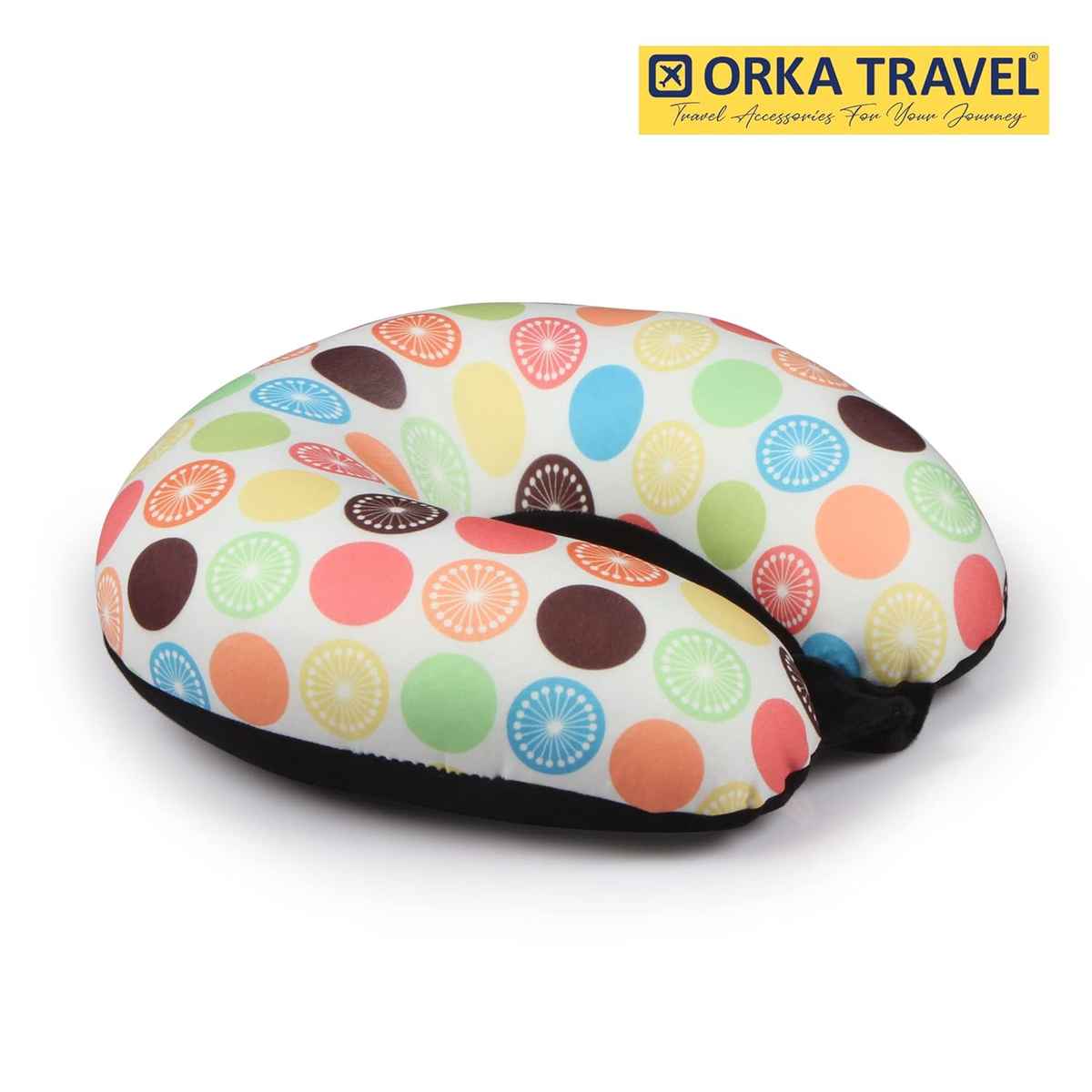Orka Travel Digital Printed Microbeads U Neck Pillow |Lemon