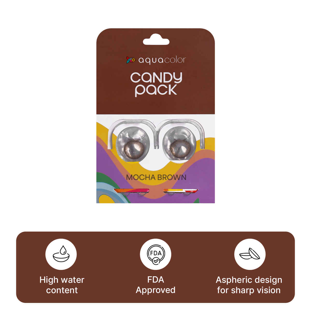 Aquacolor Candy Pack with Zero Power Daily Disposable Lens Mocha Brown