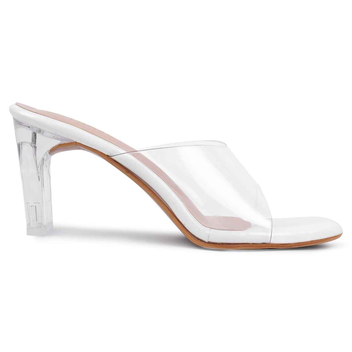 Trase Women Casual Transparent Block Heel Sandals - White | 4 UK