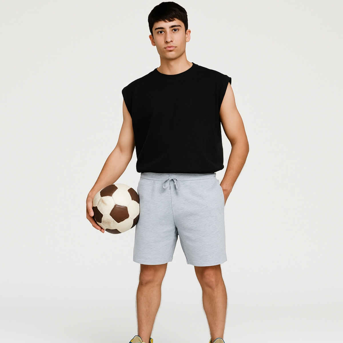 EQL Men's Pure Cotton Shorts | Light Grey Melange - M