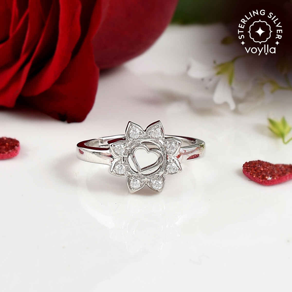 Voylla Collection Floral Heart Ring
