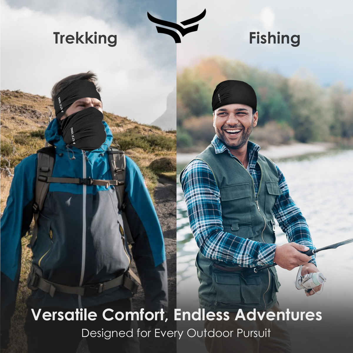 Xtrim Bamboo Bandana Face Mask for Dust & UV Protection, Comfort Fit, Breathable, Odour-Free | Black