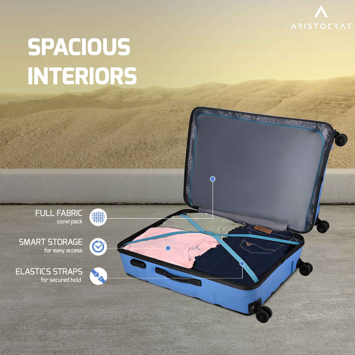 Aristocrat Rock Suitcase 76 | Ocean Blue