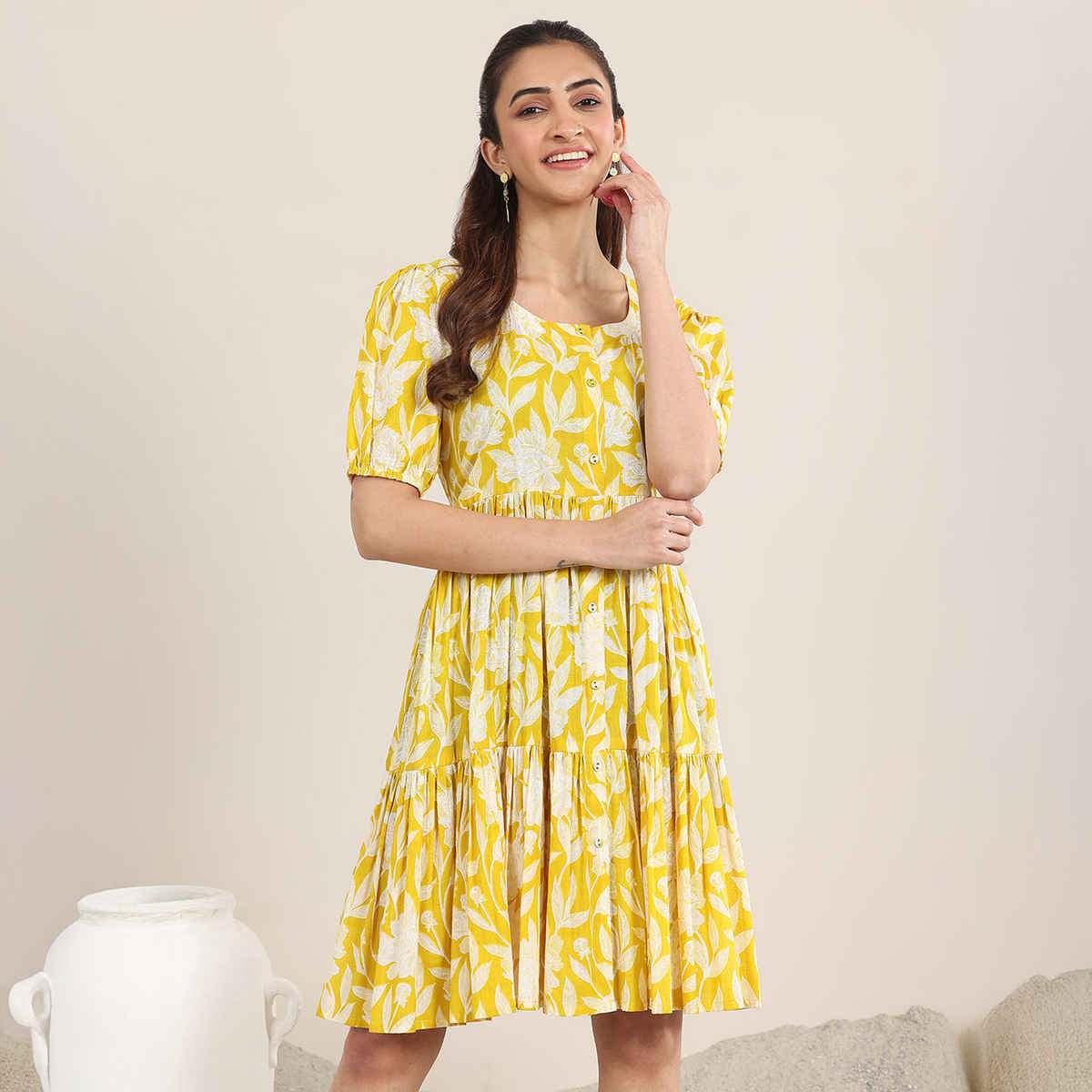 Libas Women's Printed Cotton Fit and Flare One Piece Dress - Buy at ...