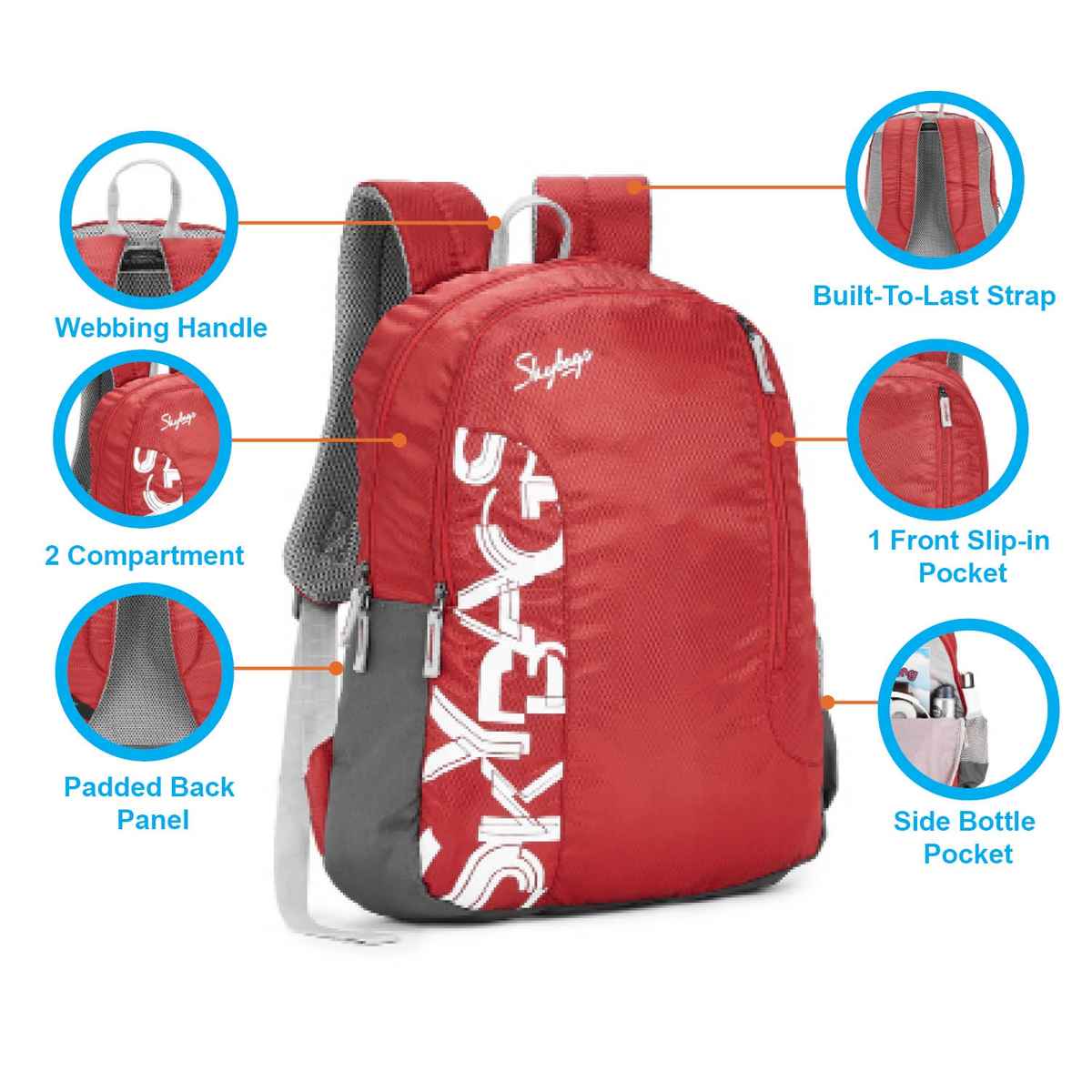 Skybags Unisex Logo Polyester 21 L Top Handle Backpack | Red
