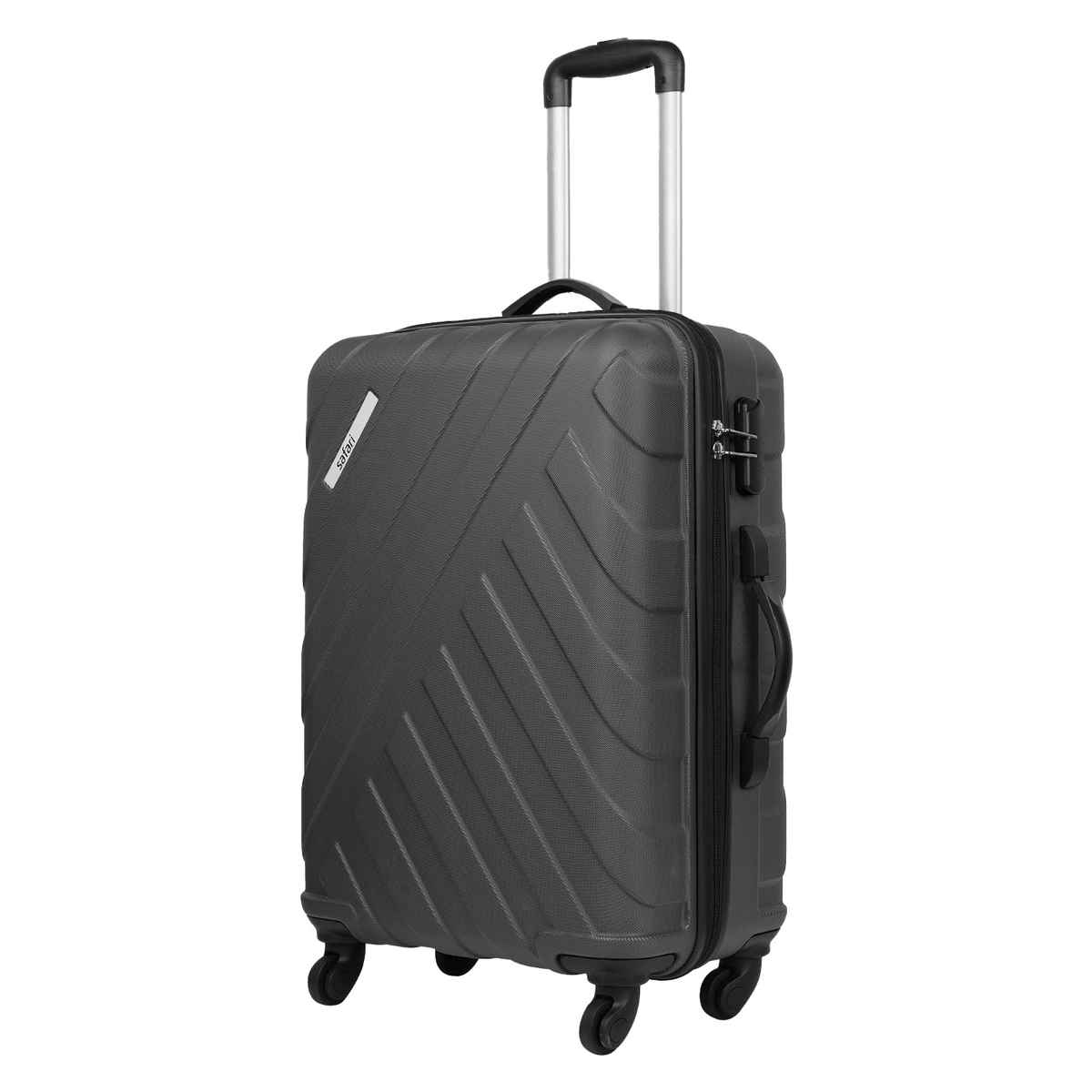 Safari Unisex Striped Polycarbonate 81 L Telescopic Trolley Bag | Gun Metal - M