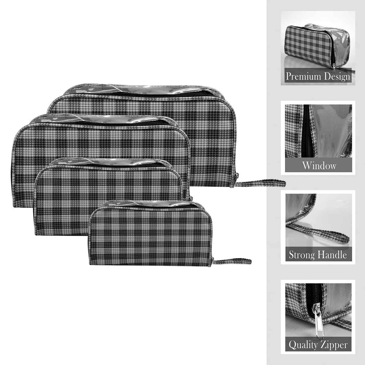 Kuber Industries Toiletry Organizer | PVC Transparent Vanity & Travel Pouch Set | Gray