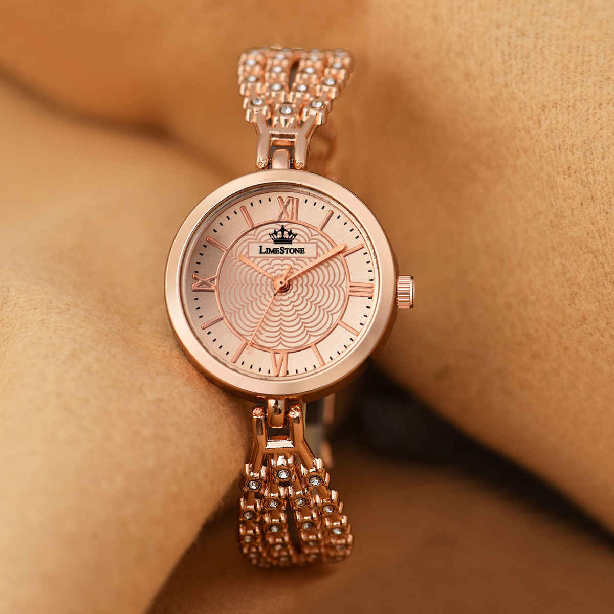 Limestone Women's Fashion Rose Gold Quartz Chain Strap Watch