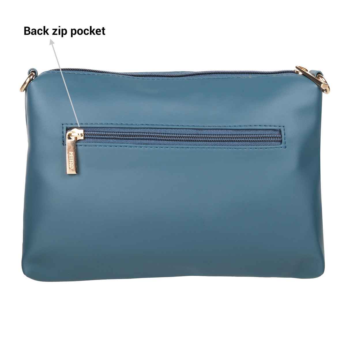 Metro Blue Synthetic Sling Bag for Women | 66-8390-45