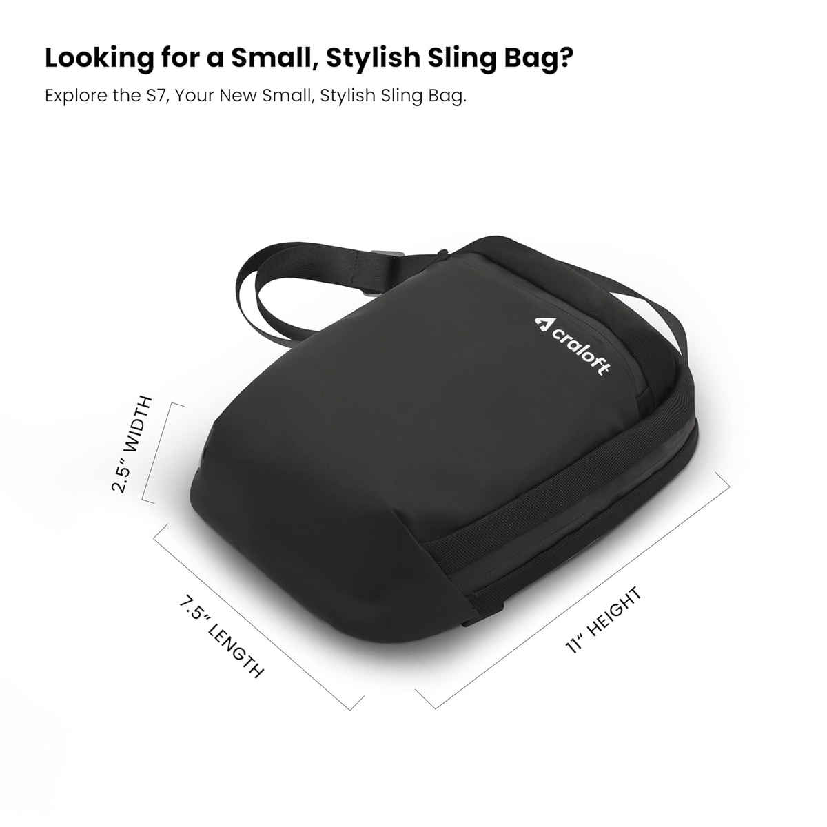 Craloft Side Sling Bag for Men and Women, Medium Crossbody Travel Chest Bags with USB Port (S7)