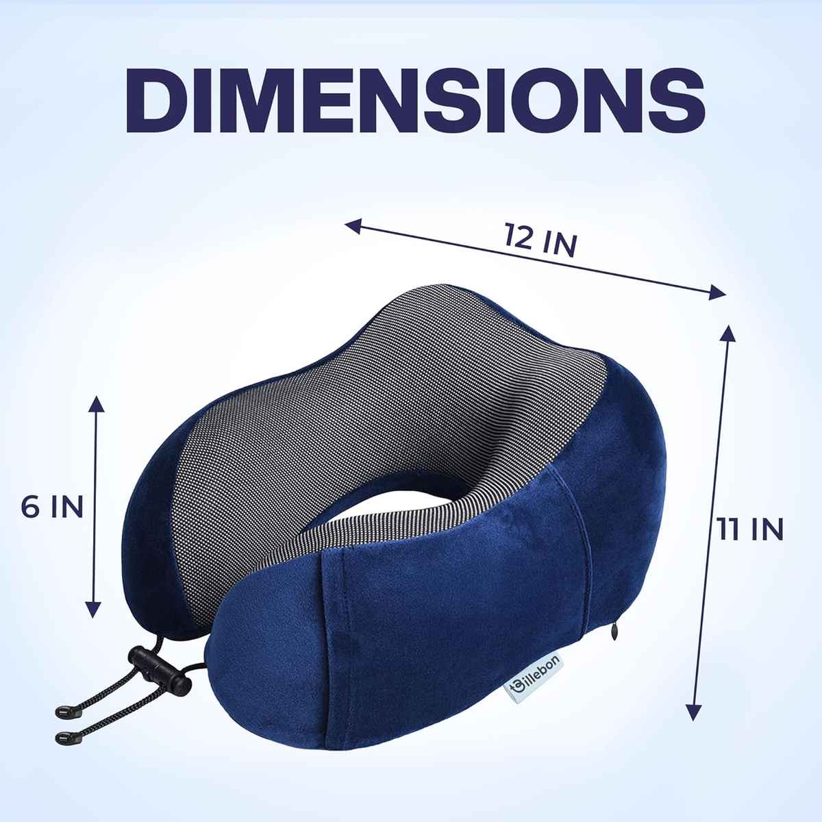 Billebon Unisex Memory Foam Neck Pillow with Eye Mask | Navy Blue - One Size