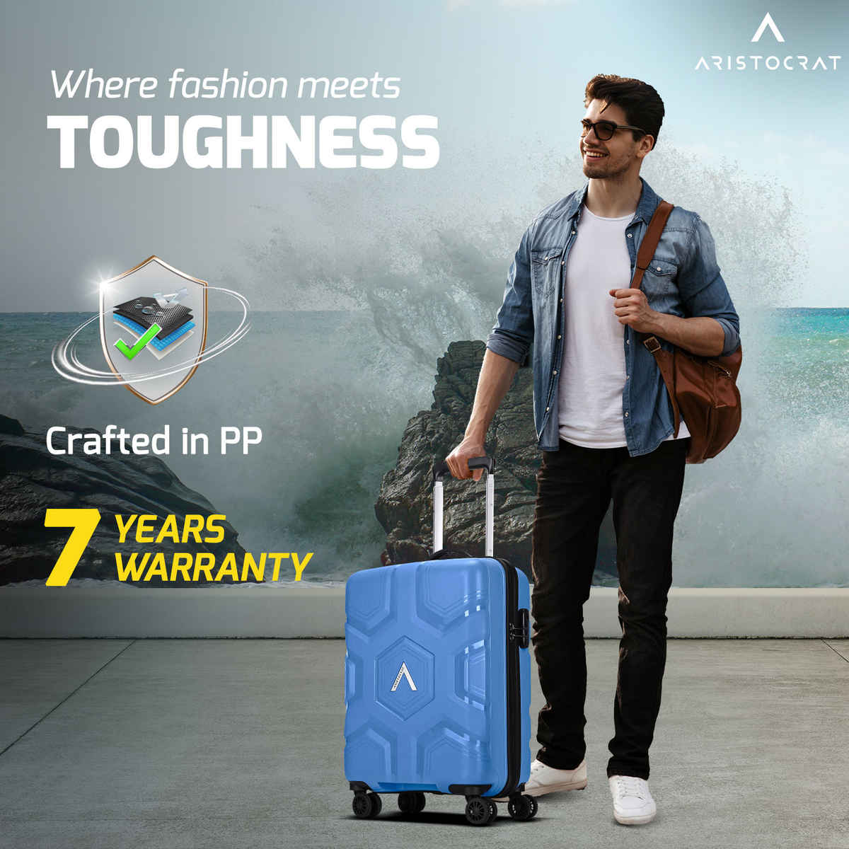 Aristocrat Rock Suitcase 55 | Ocean Blue