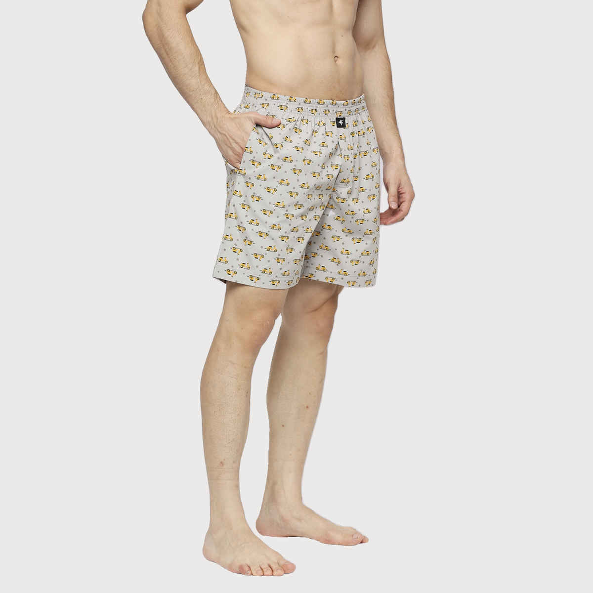 Frenchie Men s Printed Cotton Boxer Shorts | Scooter Light Grey | XL