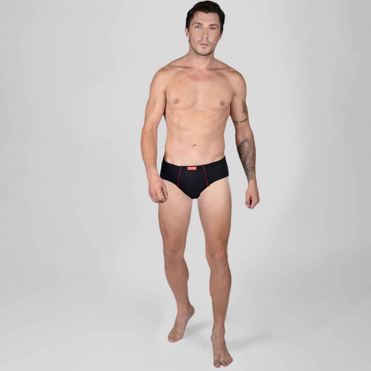 Frenchie Plus Mens Brief | Pack of 2 | Grey Melange | Black | 95 cm