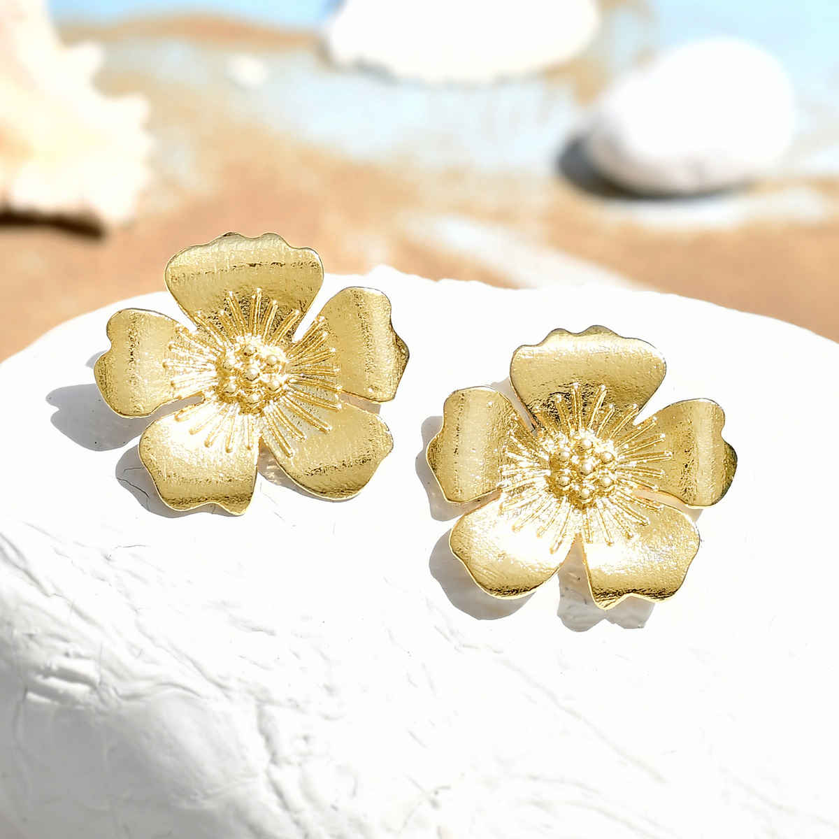 Voylla Hawaii Hibiscus Statement Studs