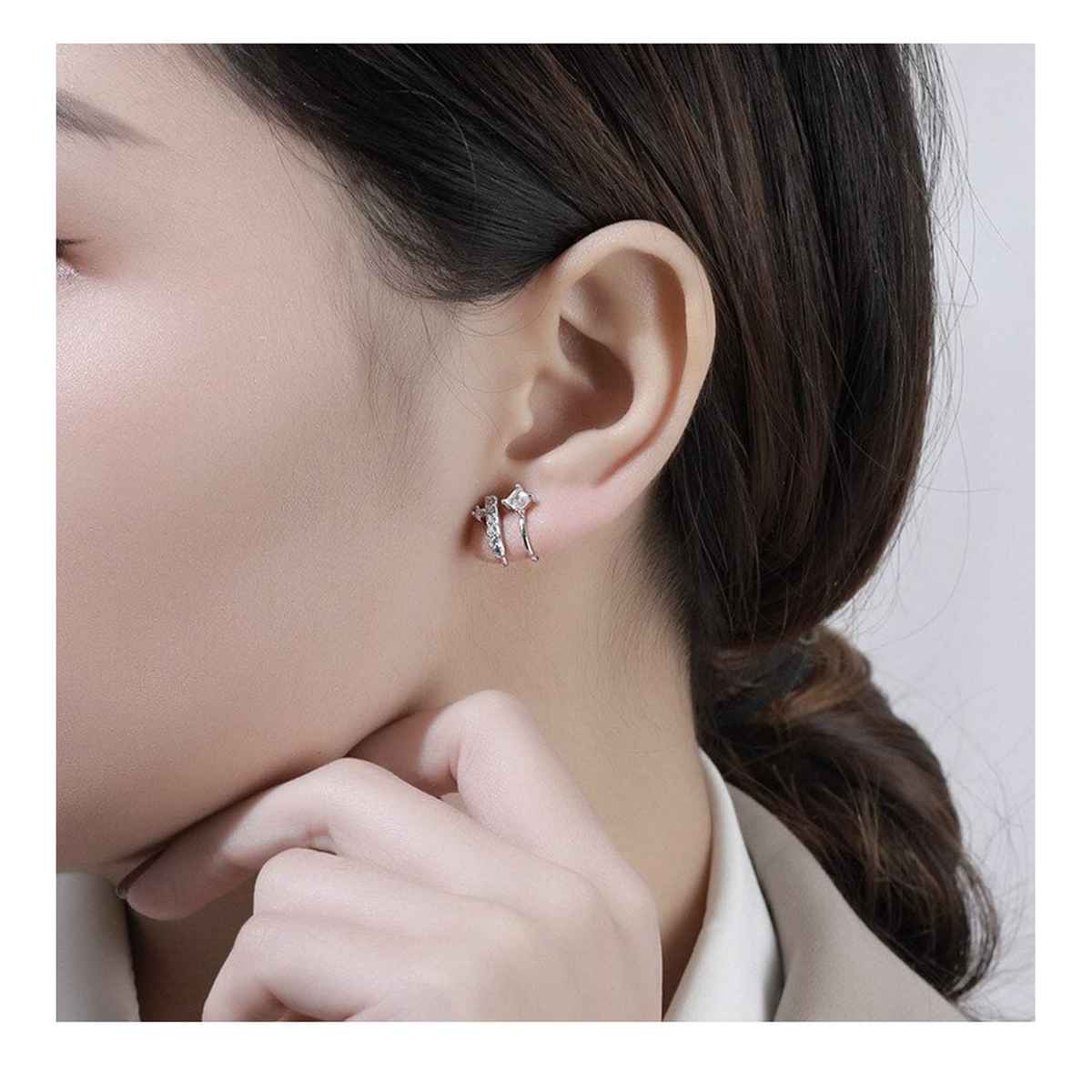 Yellow Chimes Silver Plated Contemporary Studs Earrings