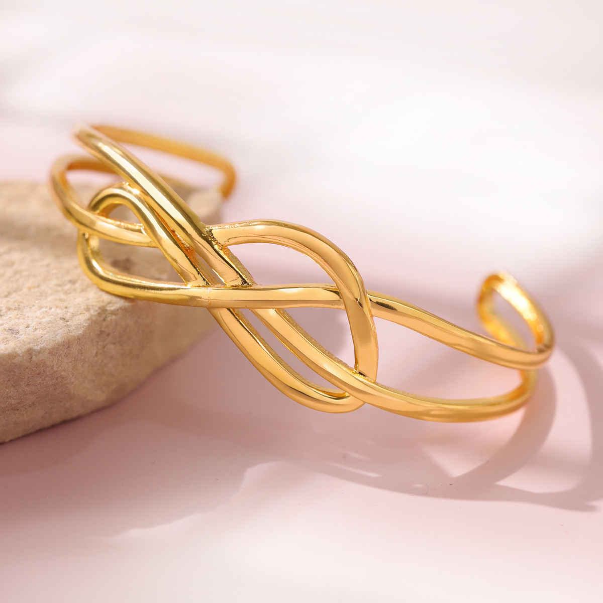 Voylla Valentines Day Golden Intertwined Infinity Cuff Bracelet