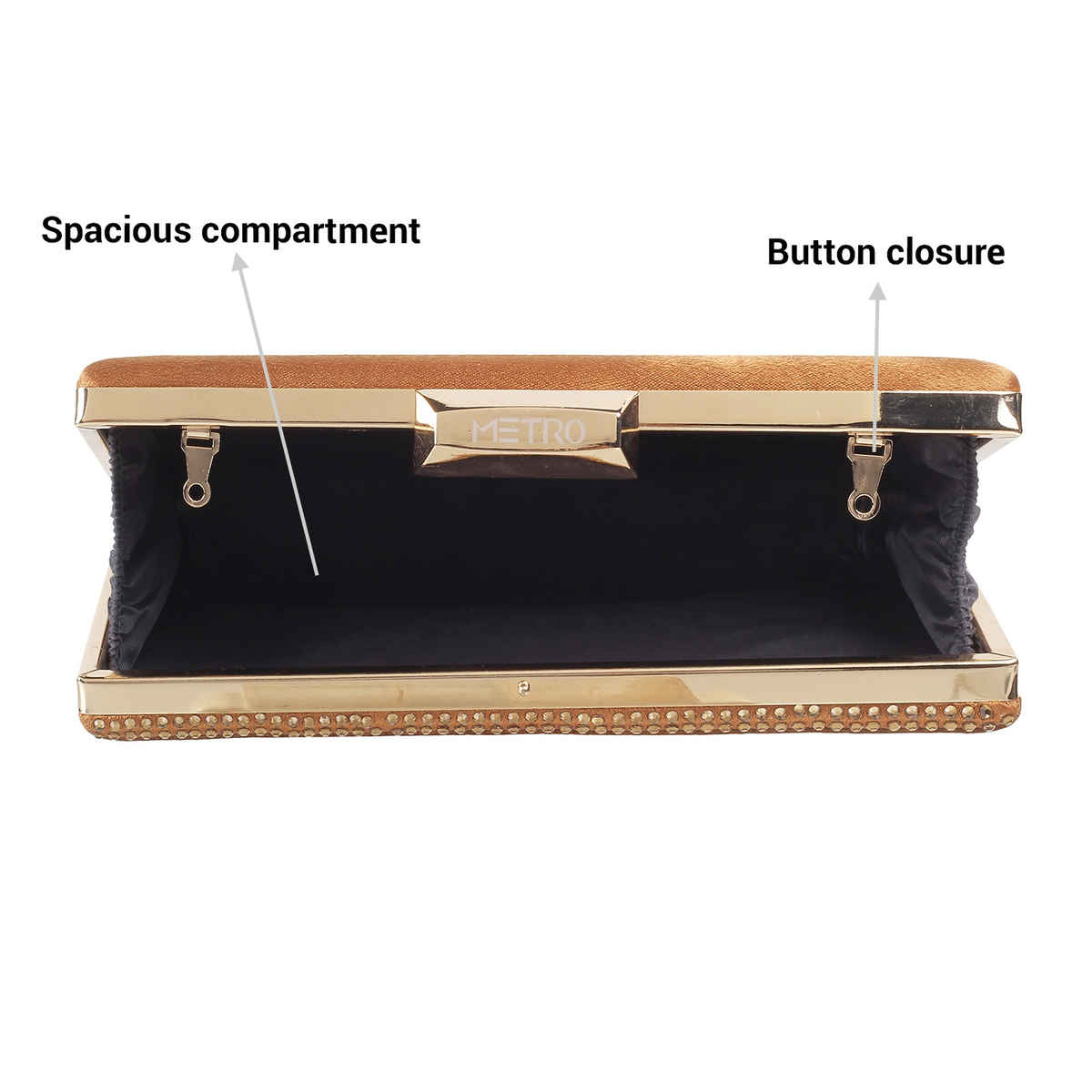 Metro Women's Embellished Faux Leather Clutch | Gold
