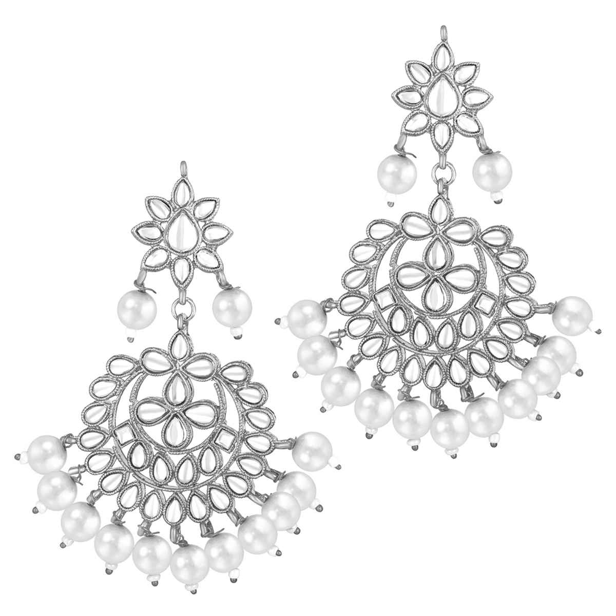 Peora Gold Plated Kundan Faux Pearl Chandbali Earring Maang Tikka Set | PF37TE7058RW