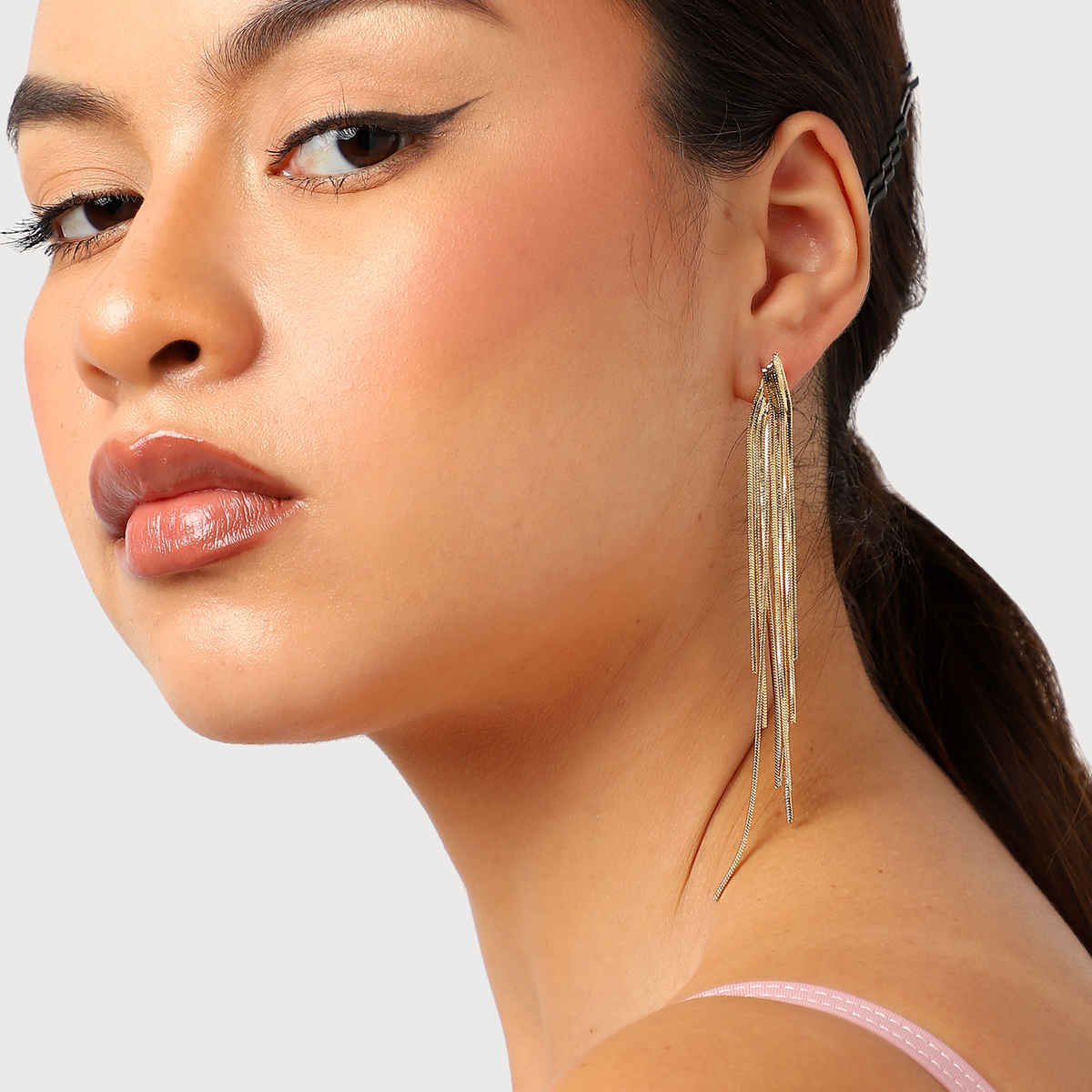 Sohi Gold-Plated Contemporary Drop Earrings