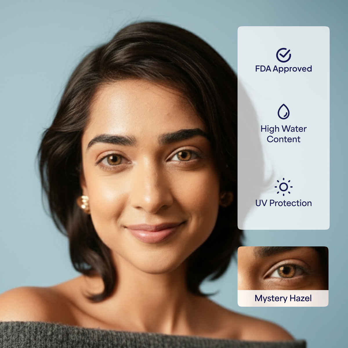 Aqualens On The Go Kit Premium Monthly Lenses in Mystery Hazel 60ml Solution with Stylish Lens Case