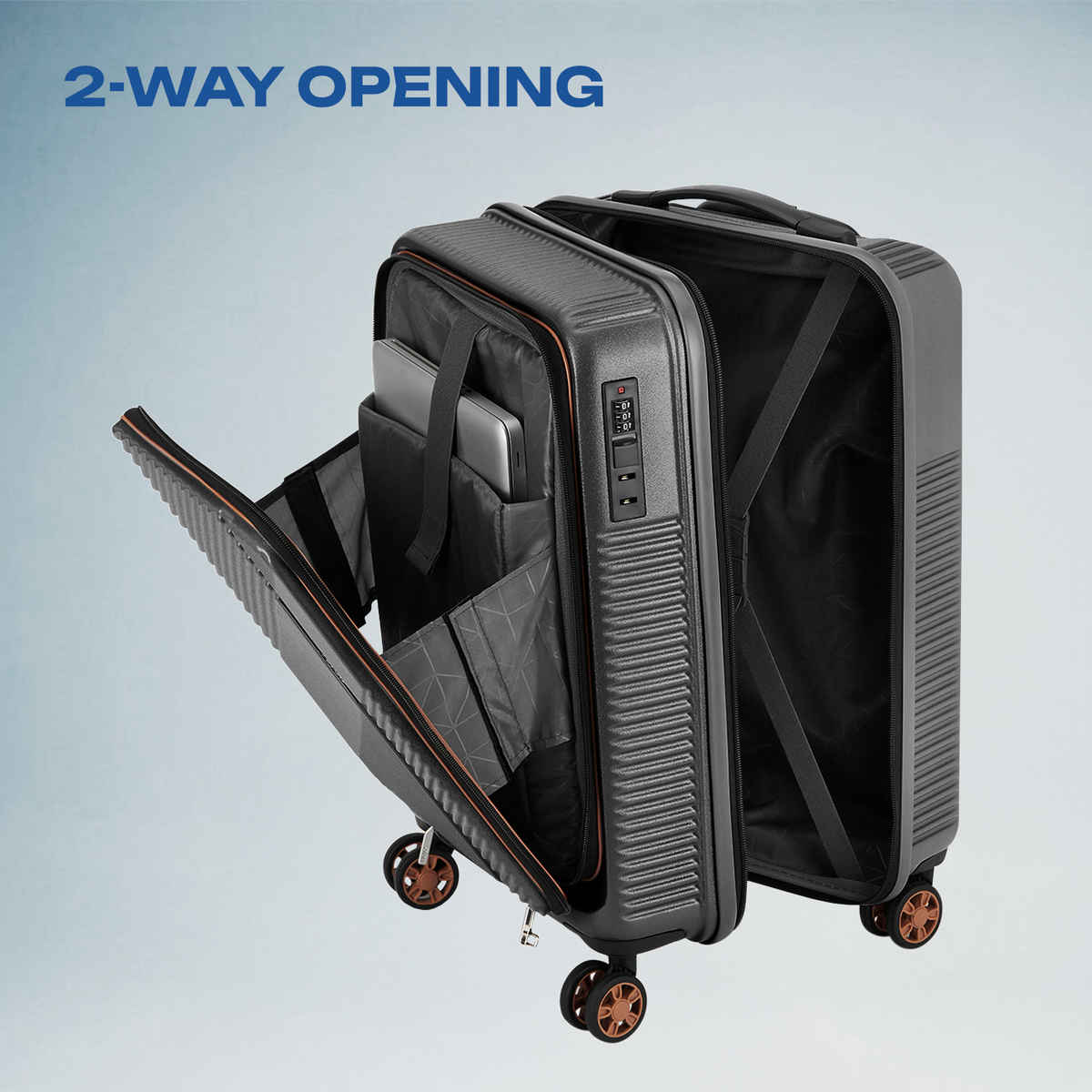 Safari Aeon Cabin Luggage with Laptop Compartment | Gun Metal