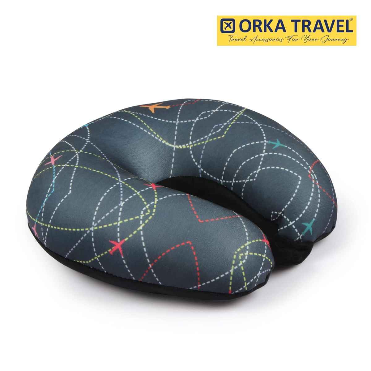 Orka Travel Digital Printed Microbeads U Neck Pillow |Aero plane