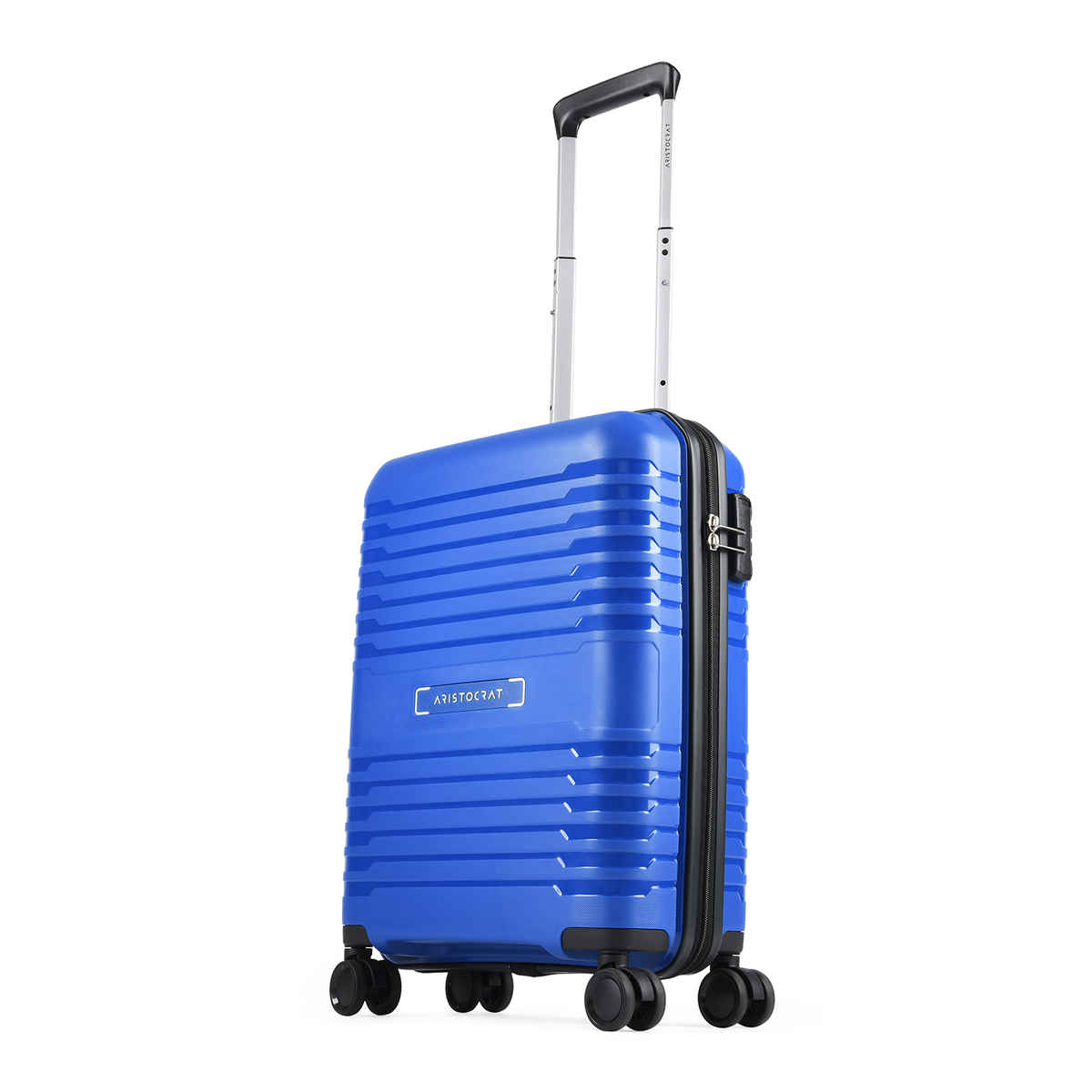 Aristocrat Unisex Textured PP 55 L Retractable Hard Luggage Trolley Bag | Blue - 56 cm