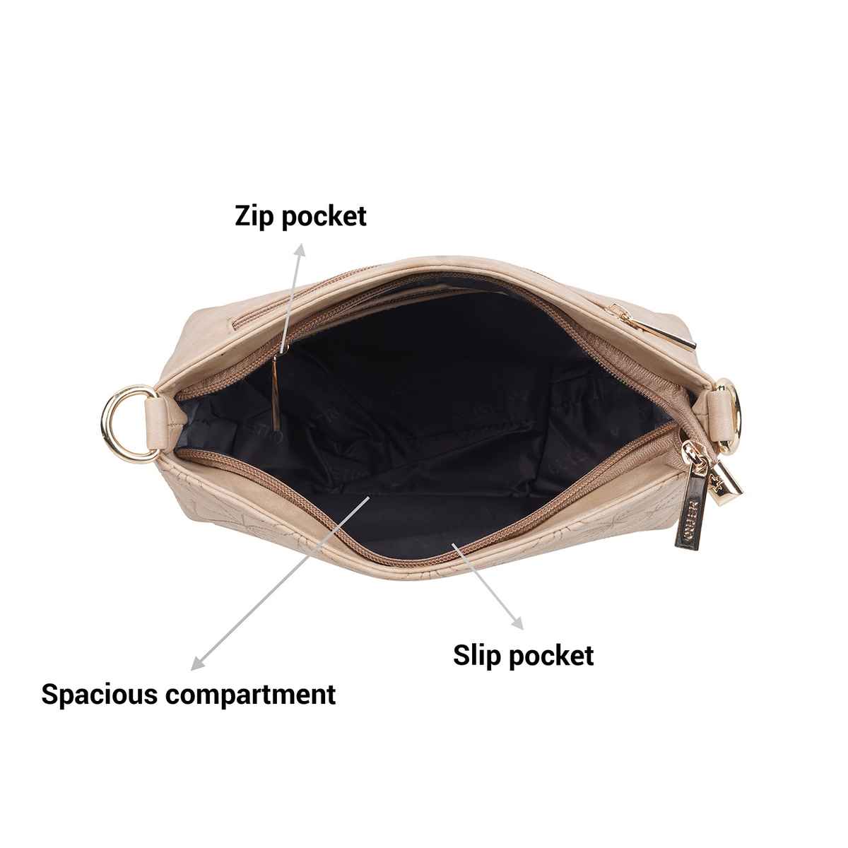 Metro Beige Synthetic Sling Bag for Women | 66-176-20