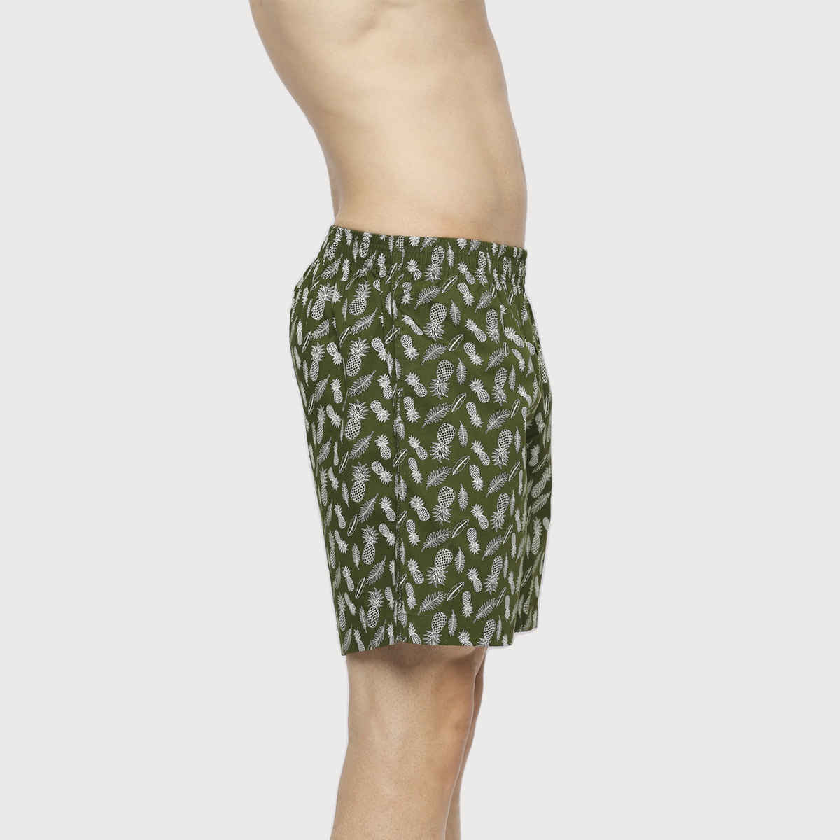 Frenchie Men s Printed Cotton Boxer Shorts | Fruit Olive Green | XL