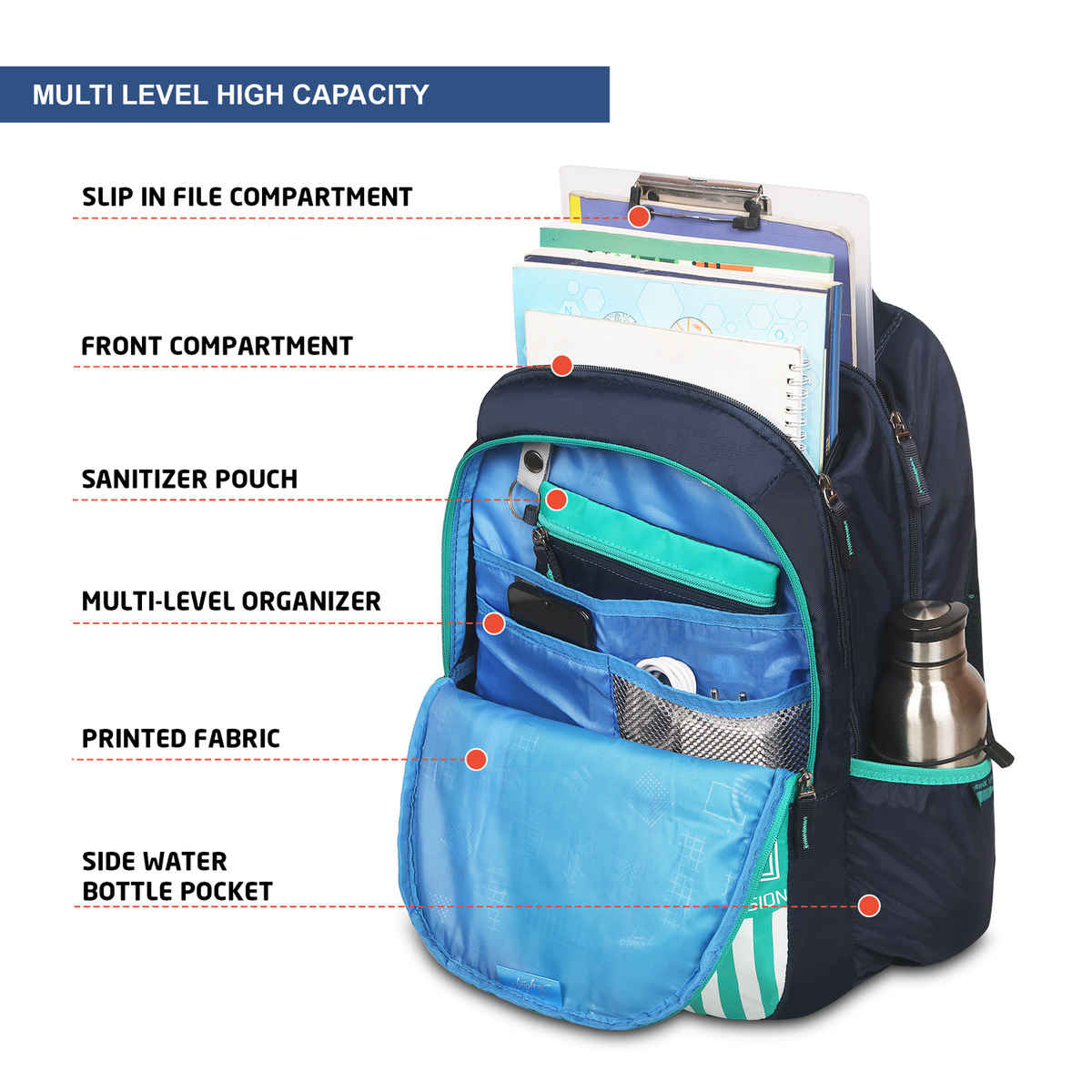 Skybags Shield 02 School Backpack Teal