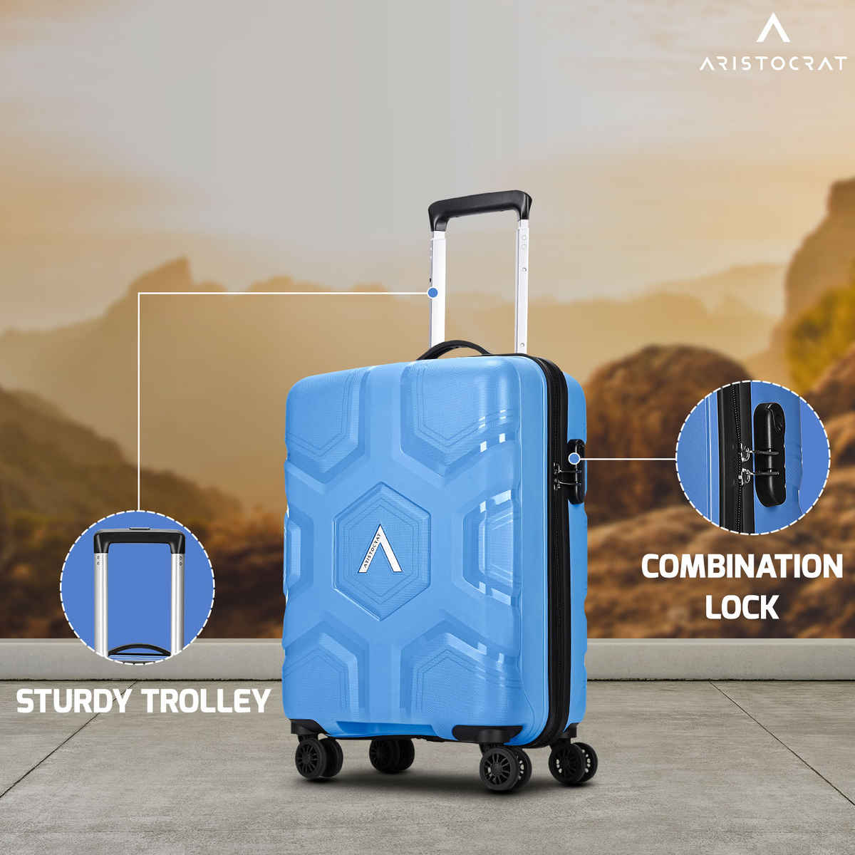 Aristocrat Rock Suitcase 55 | Ocean Blue