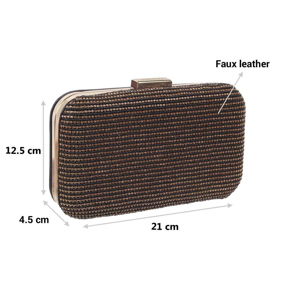 Metro Women's Embellished Faux Leather Clutch | Black - Free Size