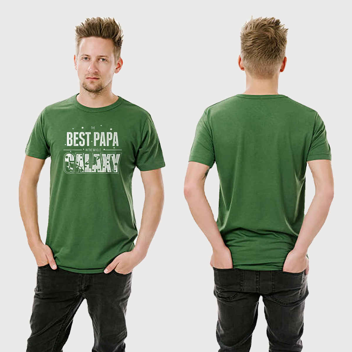 Gcyx Men's Papa Galaxy Printed T-shirt | Green - M