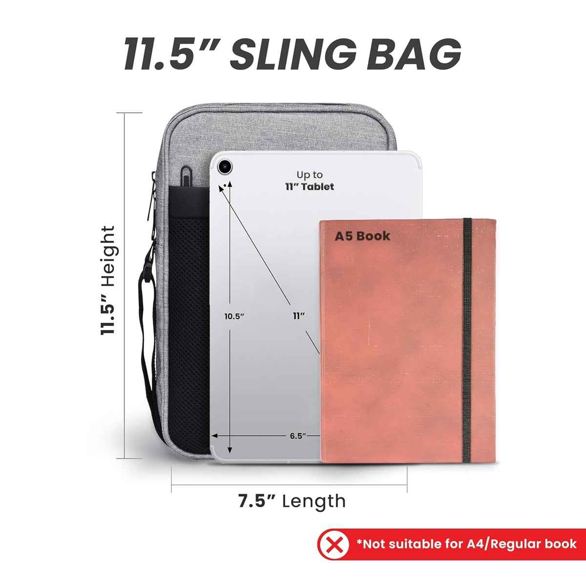 Craloft 11.5-Inch Side Sling Bag for Men & Women - Crossbody Travel Bags for Tablet/iPad Passport