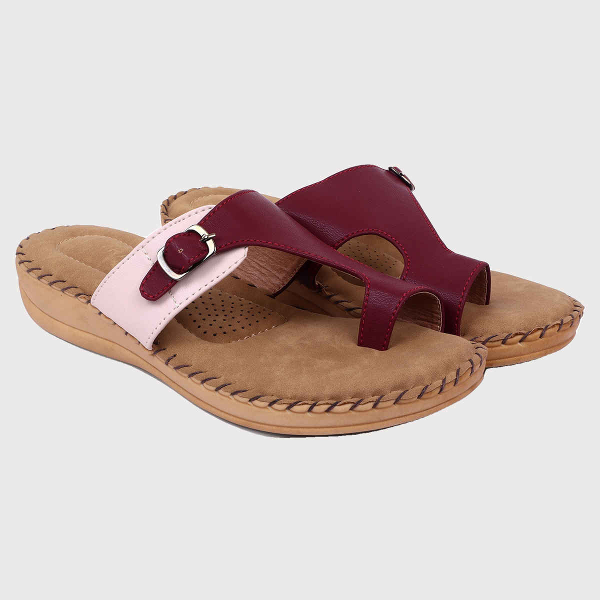 Trase Doctor Ortho Comfortable Slippers For Women | Beige-Maroon | 4 UK