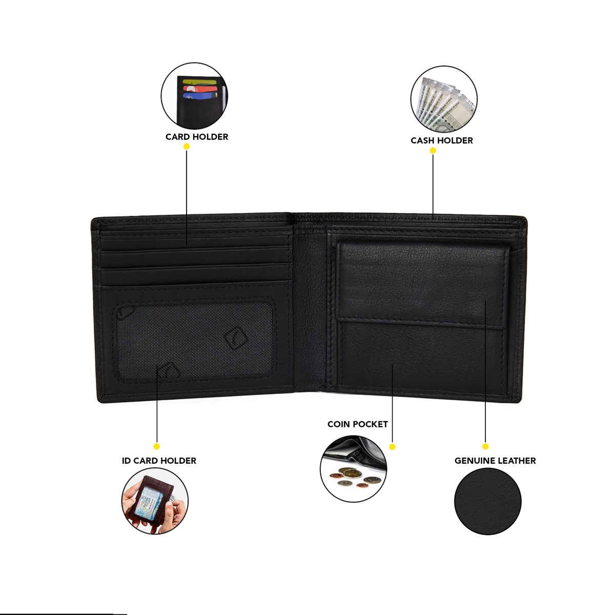 Travel Blue Men's Solid Leather Wallets | Black - One Size