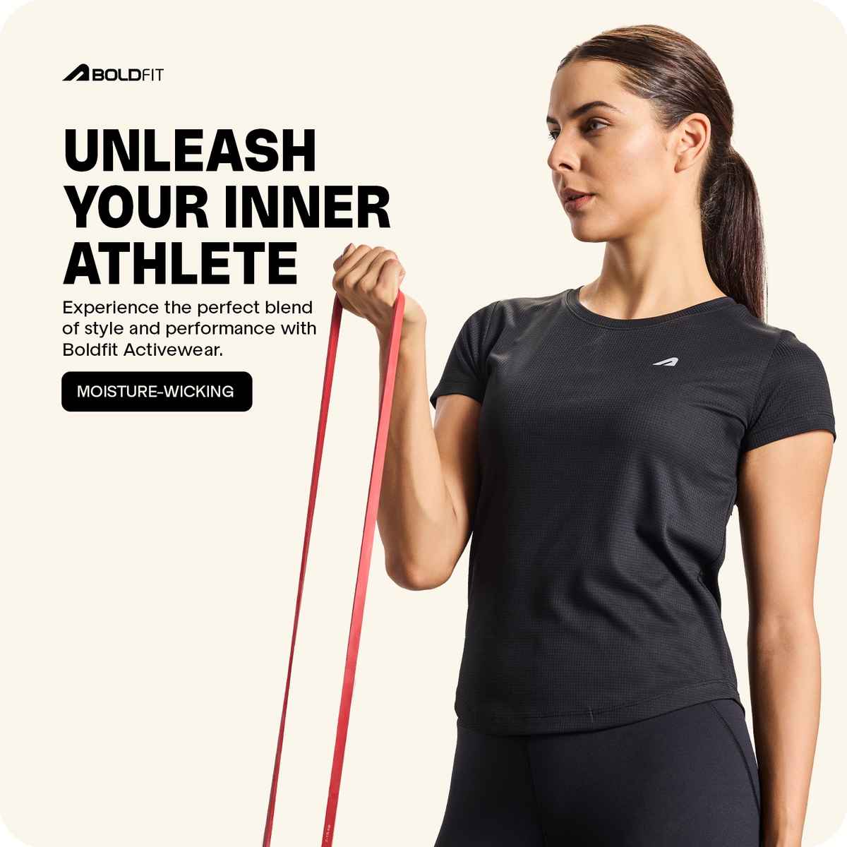 Boldfit Women's Sports T-shirt Quick Dry Fit Gym Casual Wear | Black - M