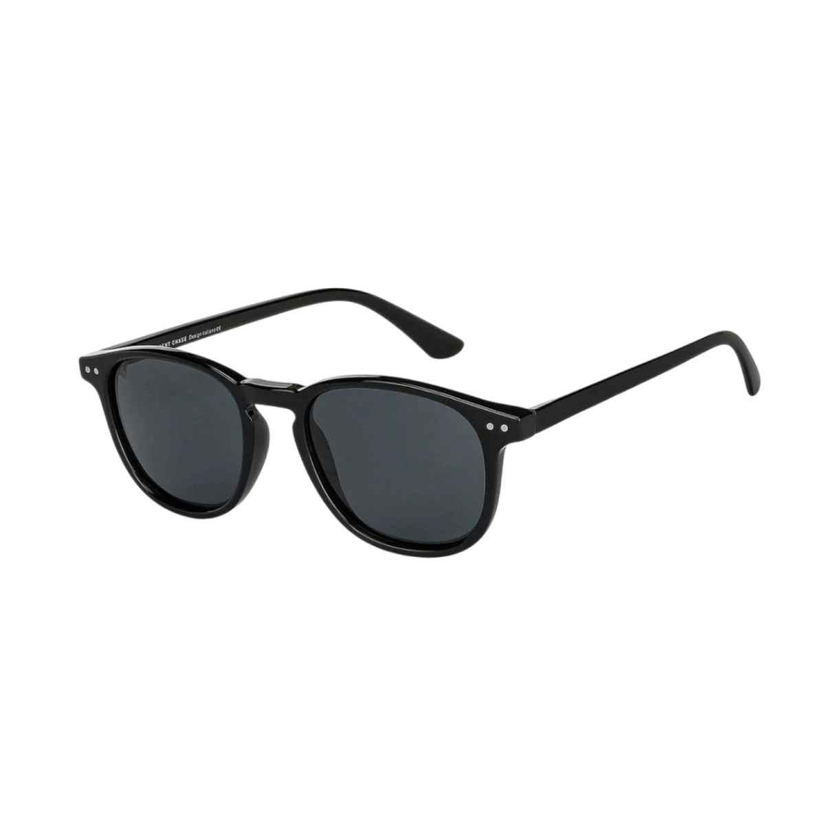 Vincent Chase By Lenskart Unisex Solid Polycarbonate Round Sunglasses | Black - L