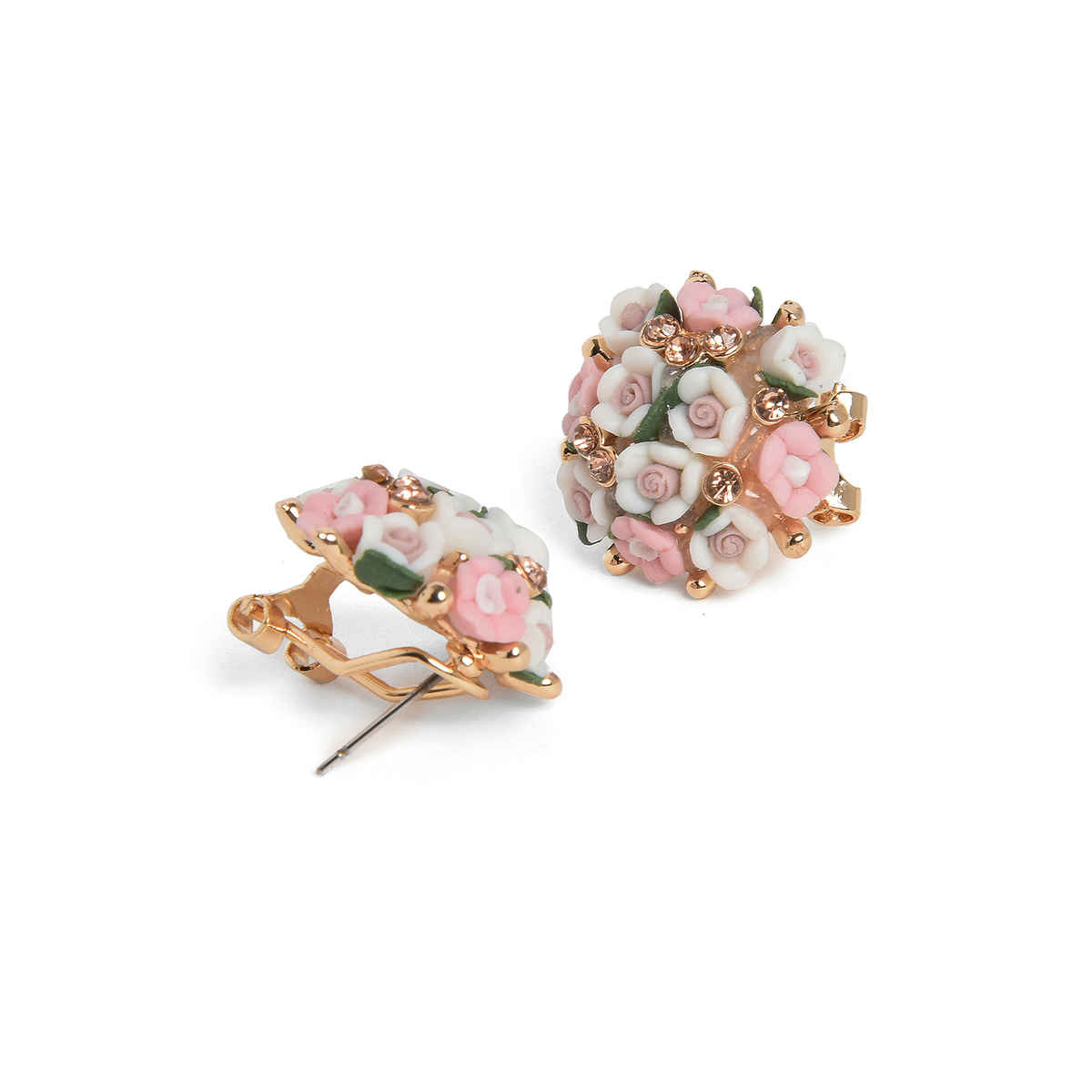Sohi Pink White Floral Studs Earrings