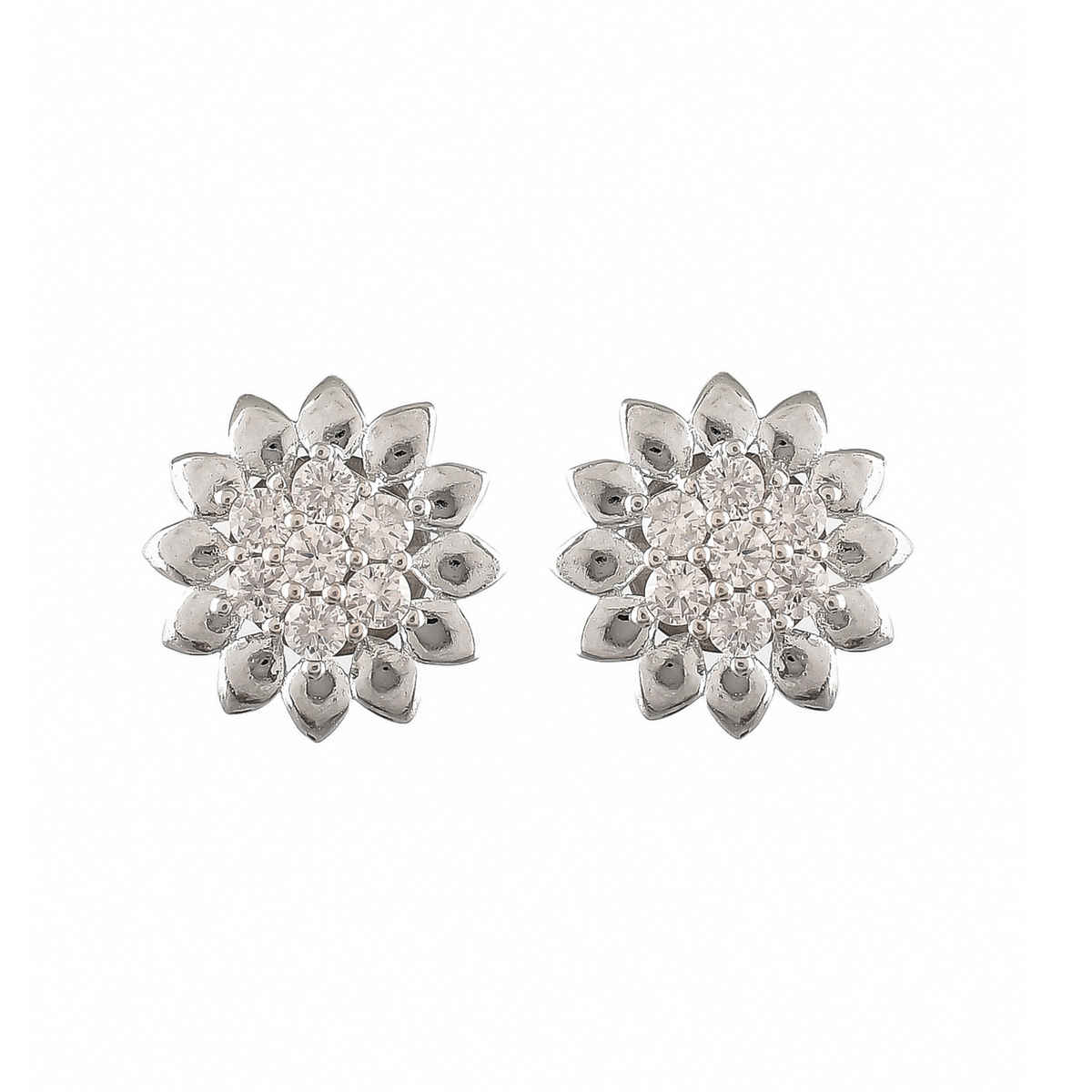 Voylla Sterling Silver Blooming Flower Stud