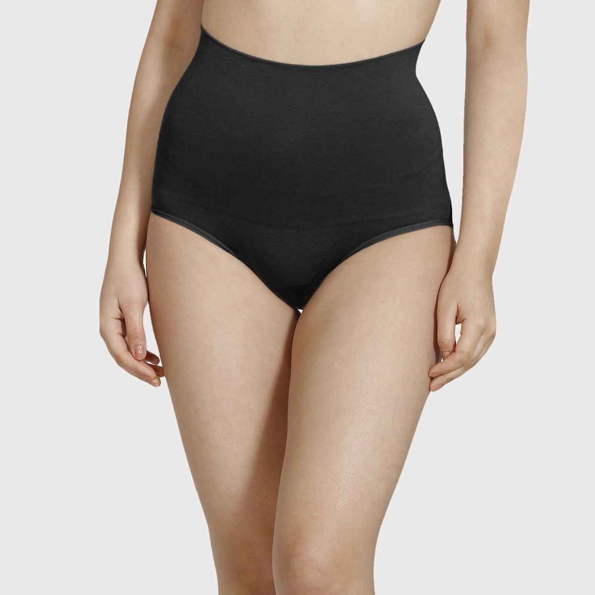 Zivame Women's Tummy Control Midwaist Hipster Panty | Black - L