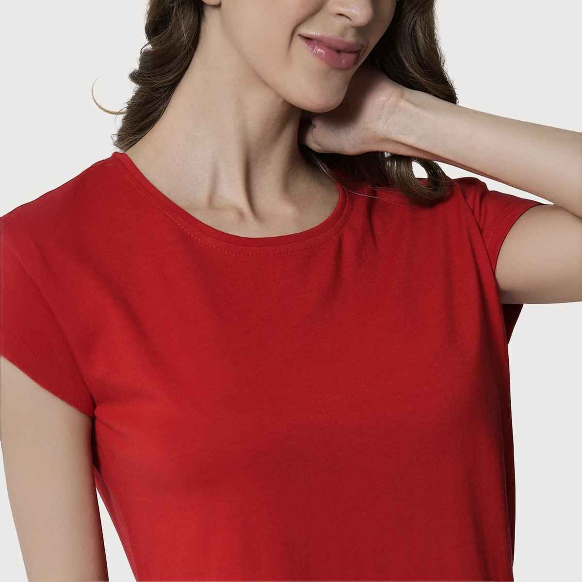 Fflirtygo Women's Cotton Sleep Tees Loungewear Gsn Red | M