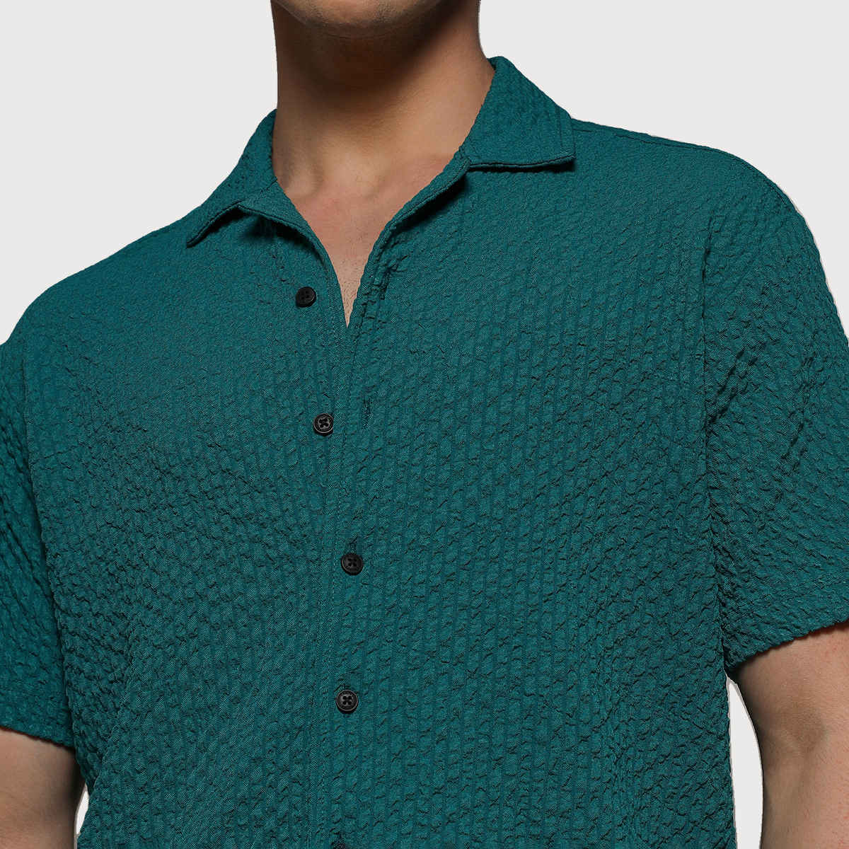 Campus Sutra Men's Creased Striped Shirt | Green - L